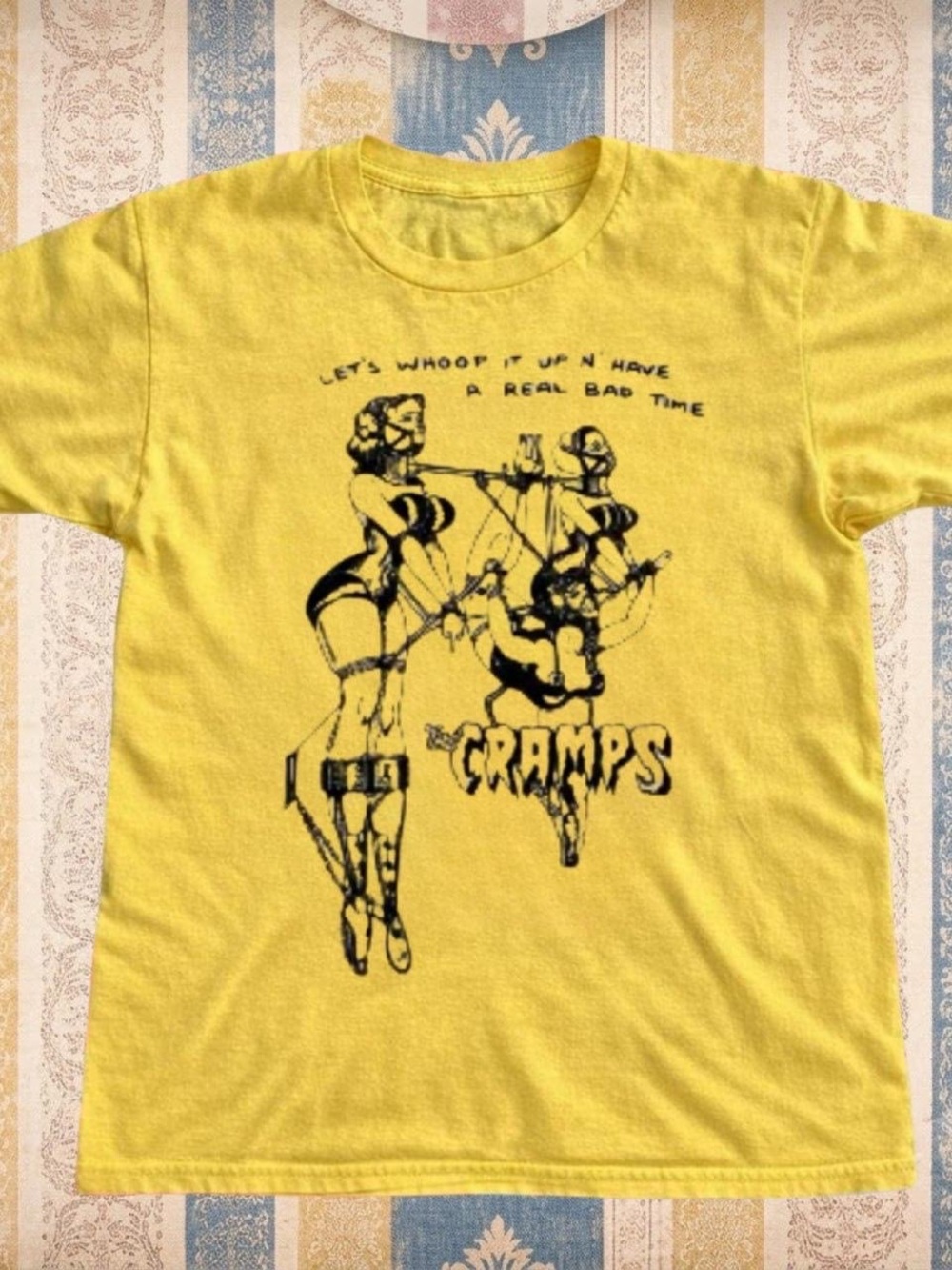Gildan Yellow Tee with Black Cramps Graphic
